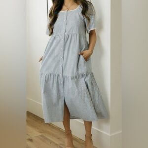 100% Cotton Blue Gingham Dress